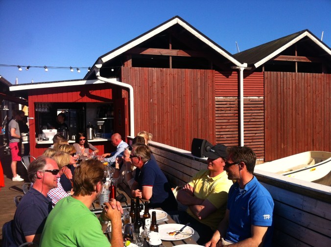 The bar and outdoor seating at Skiffer
