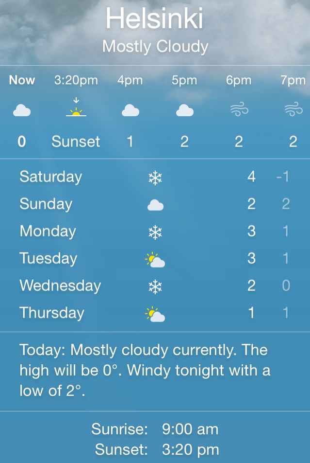 Today's forecast - with 3 weeks to go until the shortest day