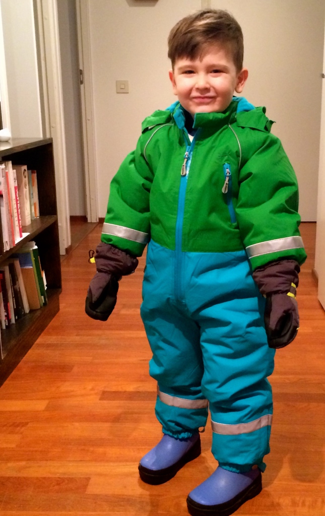 Layer three: snow suit and gloves